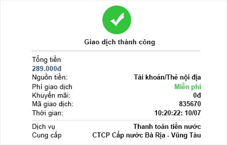 Hình thức thanh toán – CÔNG TY CỔ PHẦN CẤP NƯỚC BÀ RỊA – VŨNG TÀU